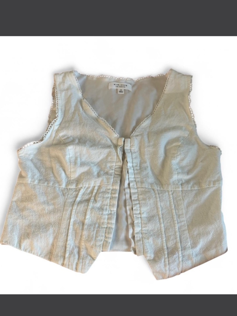 Kirious Cream Lace-Trim V-Neck Vest